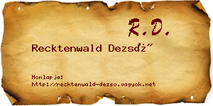 Recktenwald Dezső névjegykártya